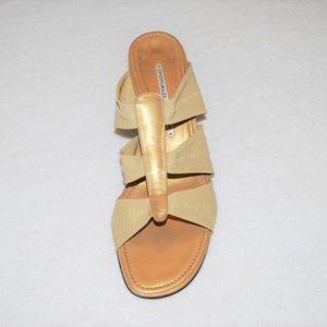 Donald Pliner Beige Metallic Mesh Sandals